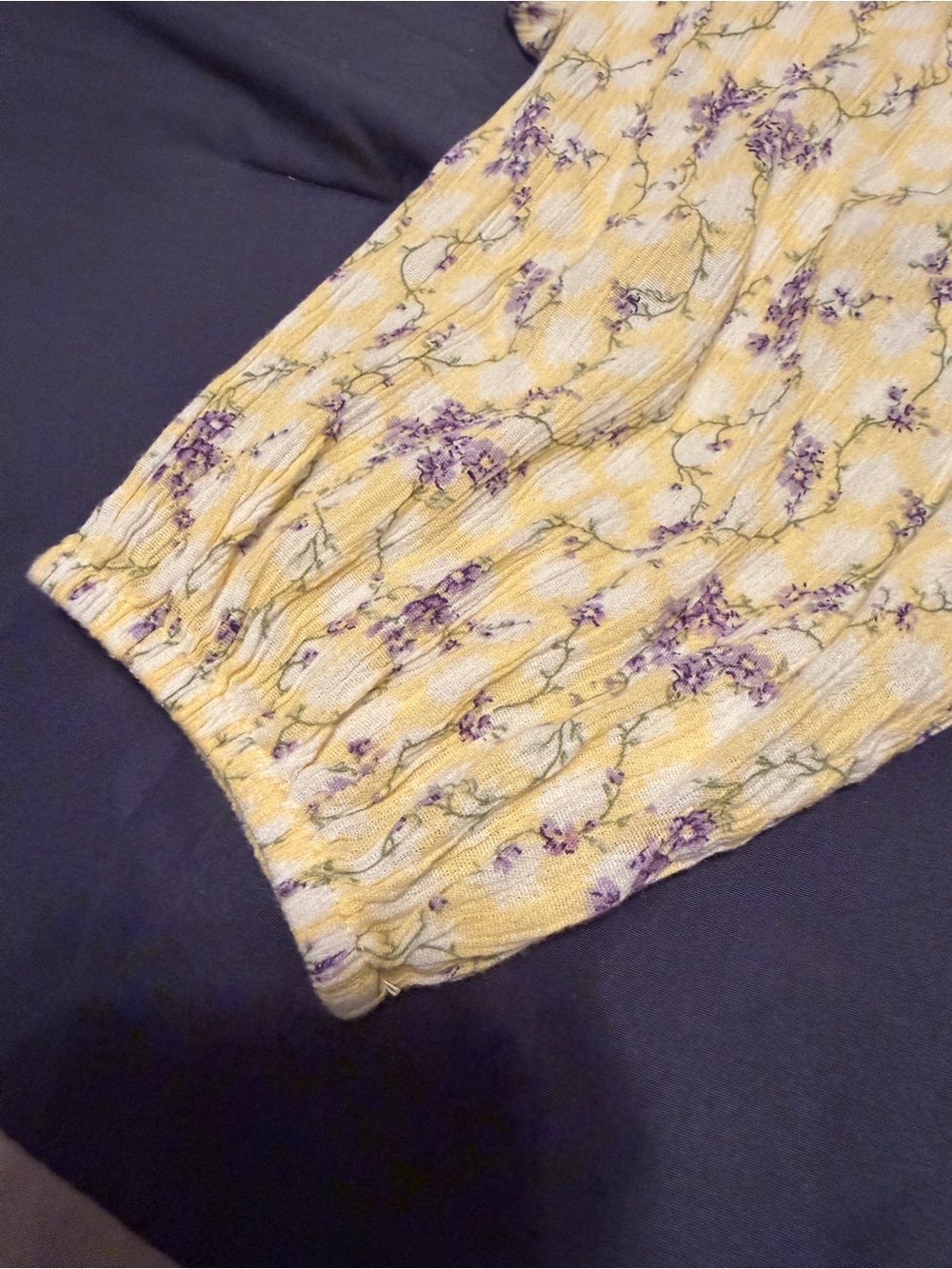 Chaps Top Womens Large Yellow Square Neck Gauze Floral Print Long Sleeve Blouse - Picture 2 of 3